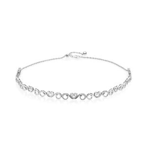NEW 925 Sterling Silver Heart Swirls Choker Necklace Clear Temperament Suitable Gift Clavicle Chain Jewelry 397129CZ