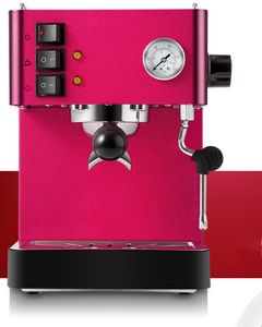 Niedlicher roter Thermoblock, hochwertige Espresso-Kaffeemaschine, Boiler, Cappuccino-Kaffeemaschine mit Manometer