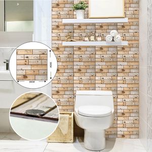 3D Kendinden Yapışkanlı İmitasyon Ahşap Tahıl Duvar Çıkartmaları Banyo Mutfak Dekor Duvar Kağıdı Oturma Odası TV Arka Plan Dekor için 30x30 cm