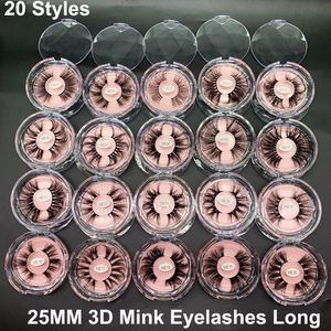 25mm lashes Mink 3D False Eyelashes Dramatic Long Thick Cross Lashes 100% Real Mink Fake Eyelashes Handmade 20 Styles Eye Makeup Maquiagem