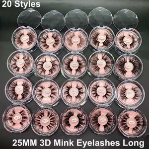 25 mm Wimpern Nerz 3D Falsche Wimpern Dramatische lange dicke Kreuzwimpern 100 % echte Nerz-Fälschungswimpern Handgefertigt 20 Stile Augen-Make-up Maquiagem