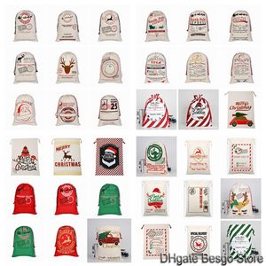 Christmas Gift Bags Santa Claus Gift Storage Bags Santa Sack Printed Drawstring Bag With Reindeers Kids Gift Candy Sack Bags BH4059 TQQ