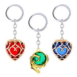 لعبة مفاتيح لعبة أسطورة Zelda keychain Heart Crystal Keyrings Metal Keyring