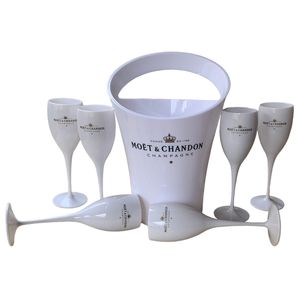 6 Cups 1 Bucket Ice Buckets and Coolers Wine Glass 3000ml Acrylic Goblets Champagne Glasses Wedding Bar Party Wine Bottle Cooler