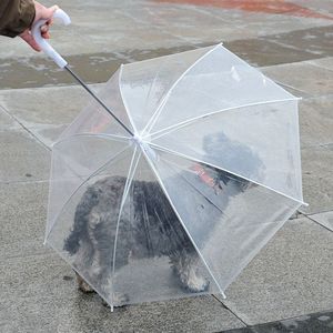 Guarda-chuva de animal de estimação com trela para cachorrinho seco e confortável em chuva construída coleira guarda-chuva kka8078