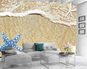 3d Wallpaper Living Room 3d Modern Wallpaper Romantic Beach Starfish Indoor Background Wall Decoration Mural Wallpaper