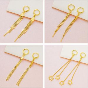 Classic 24K gold geometry Snake chain Tassel Earrings Five stars Dangle Chandelier Earrings 7 style plating Gold Colorfast bride Earrings