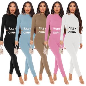 Fall winter Women designer outfits solid color tracksuits long sleeve sweatshirt+pants two piece set black white black sportswear 3809