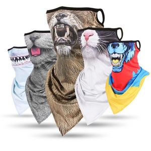 Animal 3D impresso multi usar lenço de tubo de pescoço com loops de orelha ciclismo caminhadas à prova de vento Face máscara esqui de halloween traje bandana