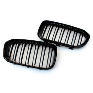 Replacement F20 LCI Front Bumper Grille For 1 series ABS Dual Slat Glossy Black Mesh Kidney Grilles