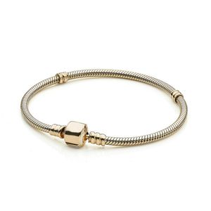 NEW 100% 925 Sterling Silver High Quality 550702 Moments Gold Clasp Bracelet Fit DIY Charm Women Original Fashion Jewelry Gift1