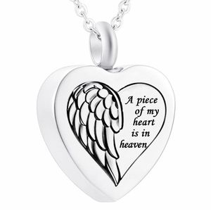 Lovely Charms Mini Heart Angel Wings Memorial Halsband för aska Minnesmärke i rostfritt stål-A Piece Of My Heart Is In Heaven