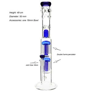 Wasserpfeifen Glasbongs „Spoilt Blue/Green Speranza“ Double Tree Perc Dome Percolator Water Dab Rig 19
