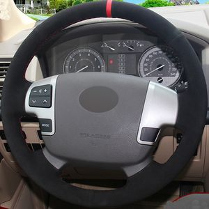 Black Suede DIY cousu main Steering Car Wheel Cover pour Toyota Land Cruiser 2008-2015