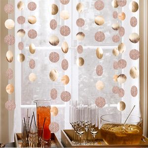 4m 57dot Decor Szampana Circle Girlandy Rose Gold Paper Banner Urodziny Dekoracji Dekoracje Ślubne Wiszące Garland Baby Shower