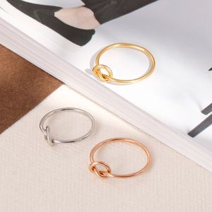 stainless steel ring Lovers jewelry forever knot heart lovers love gold-plated 18K temperament women's rings