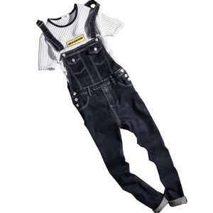 Mäns Jeans 2021 Mode Vintage Design Pocket Denim Overaller Män Casual Wash Skinny Bib Male Blue Jumpsuit Jean