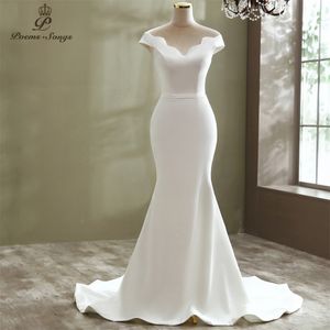 우아한 섹시한 스타일 보트 목 머메이드 웨딩 드레스 2020 Robe de Mariee 신부 가운 결혼 복장 Vestido Novia