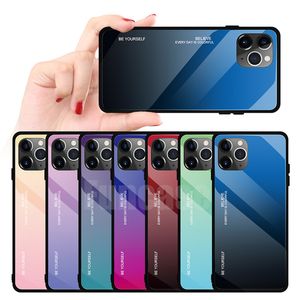 Capas de telefone móvel para iPhone 15 Pro Max 14 Plus 13 Mini 12 11 Rainbow Laser Aurora Gradiente Hard Back Vidro Temperado À Prova de Choque TPU Capa de Borracha de Silicone