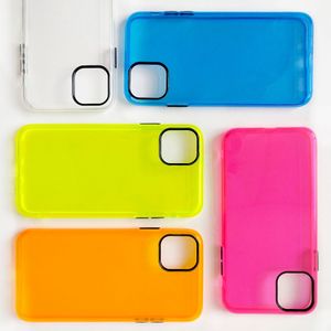 Capa de telefone colorida fluorescente para iPhone 11 Pro Max XR X XS Max 7 8 Plus Neon Capa de telefone transparente em TPU macio