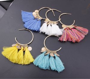 2021New Przyjazd Big C Pierścionek Dekoracja Dynda Żyrandol z Quad Black and Tassel Fashion Women Earring Novelty Fabric Style Charms