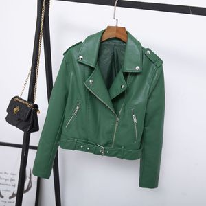 Top Quality Original Design Women's female's belt Leather Blazer new DJ punk leather short jacket Motorcycle Jacket 3colors