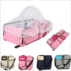 2 In1 Multifunktionell blöjväska ryggsäck Travel bärbar stor kapacitet axel mamma fällbara spjälsängar vattentätt pack