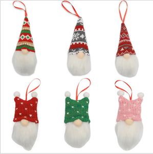 Albero di Natale Appeso Ornamento Babbo Natale No Face Doll Knitting Cartoon Christmas Pendant Home Decorazioni per feste di Natale Scaletta giocattolo LSK1328