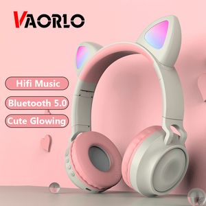 Vaorlo trådlösa hörlurar hifi musik mode söt tjej bluetooth 5.0 hörlurar vikbar smart brus avbryt glöd headset barn
