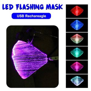 DHL Halloween Luminous Mask 7 Colors Glowing LED Face Masks for Christmas Party Festival Masquerade Rave Mask