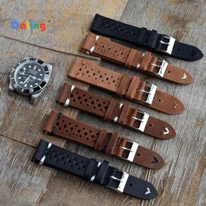 Watch Bands High Quality Cow Leather Retro Straps Blue Watchbands Byteband för Tillbehör 18mm 20mm 22mm 24mm Cowhide