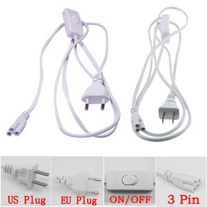 T5 T8 Connector Cabl 3 pin 150cm US EU Plug with Switch Power Cord Extension Cable For Integrated Led Tube DHL Free Shipping