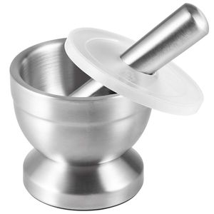 Manual Coffee Grinders Stainless Steel Mortar And Pestle, Spice Grinder, Pesto Grinder With Lid For Crushing Abrasive, Non-Slip Base, Comfo