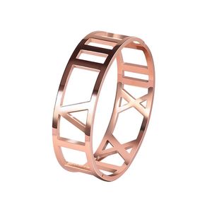 Bangle 18MM Wide Version Of The Hollow Roman Digital Spring Bracelet Exaggerated Fashion Rose Gold Accessories Jewelry Wholesale