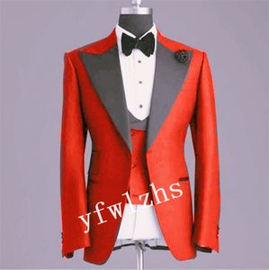 Klassischer One Button Handsome Groomsmen Peak Revers Bräutigam Smoking Herrenanzüge Hochzeit/Abschlussball Trauzeuge Blazer (Jacke + Hose + Weste + Krawatte) W304