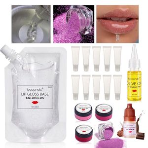 DIY Lip Gloss Kit Lip Gloss Base Feuchtigkeitsspendende Gel Versagel Base Gel Handgemachte Kosmtische Werkzeuge Pigment Puder Glitter