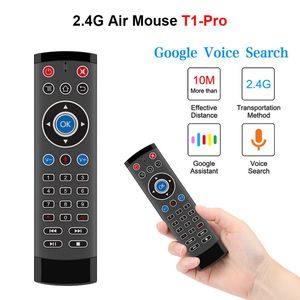 T1 PRO Uzaktan Kumanda 2.4G Kablosuz Hava Fare Gyroscope Ses Kontrolü HK1 X96 H96 ANDROID TV Kutusu için 22 Anahtar Klavye