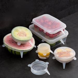 6 adet Streç Bakeware Kapakları Evrensel Silikon Gıda Wrap Kase Pot Kapak Kapak Tava Pişirme Mutfak Aksesuarları