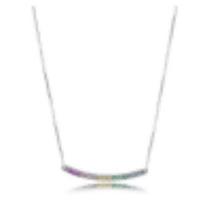 Ny 100% 925 Sterling Silver Multi-Colored Curved Bar Halsband Färgrik Zircon Rainbow Pendant Clavicle Chain 397079CFPMX