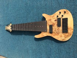 10 Strings natural wood color Neck-thru-body Electric Bass with 2 Pickups,Rosewood Fretboard,Can be Customized As Request