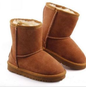 HOT Kids Classic Australia Snow Boots Designer Girls Boys Winter Furry Boots Unisex Short Mid Bezerro Bota Criança Sapatos Quentes Tamanho 22-34