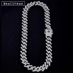 15mm Iced Out Pong Miami Curb Cuban Link Chains Halsband Ctystal Full Rhinestones Hip Hop Smycken Necklace för Mens Chain