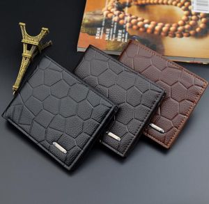 DHL50PCS Män PU Stone Prints 2Fibleable Flap Short Wallet Black Coffee Yong Män Kreditkort Hållare Purse