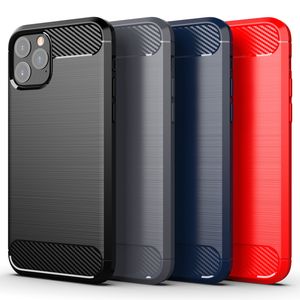 Carbon Fiber Fodral för iPhone 12 Mini 11 Pro Max XR XS Samsung Note 20 Ultra A11 A51 LG K40S Moto One Fusion Soft Case