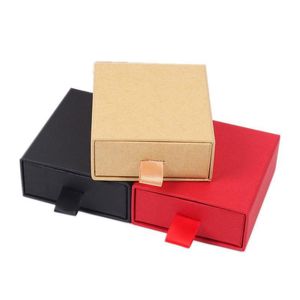 Schwarz Rot Braun Kraftpapier Schublade Schmuck Anhänger Ring Universal Schmuck Geschenkbox Hochzeit Valentinstag Verpackung