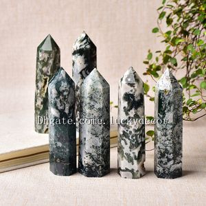 10st Natural Moss Agate Single Terminated Towers Wand Healing Crystal Obelisk Reiki Mineral Gem Quartz Point Wicca Decor Home Feng Shui Art