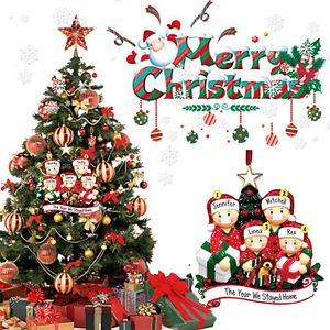 2021 DIY Noel Ağacı Süs Dekorasyon Ev Için PVC Santa Claus El Yazısı Adı Süsler Noel Dekor Kolye Hediye Ücretsiz Teslimat