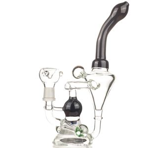 Kalın Cam Su Bongs Beher Beher Cam Bong Recycler Fonksiyon Duman Borular Yağ Dab Dablar 14mm Eklem