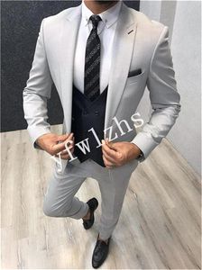 Yeni Stil Bir Düğme Yakışıklı Tepe Yaka Damat smokin Erkekler Suits Düğün / Gelinlik / Akşam Sağdıç Blazer (Ceket + Pantolon + Kravat + Yelek) W318