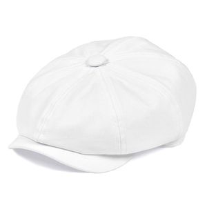 BOTVELA Berretto da strillone in cotone twill bianco per uomo Donna Classic Cabbies Driver Apple Caps Gatsby Flat Hat Baker Boy Copricapo 003 T200911